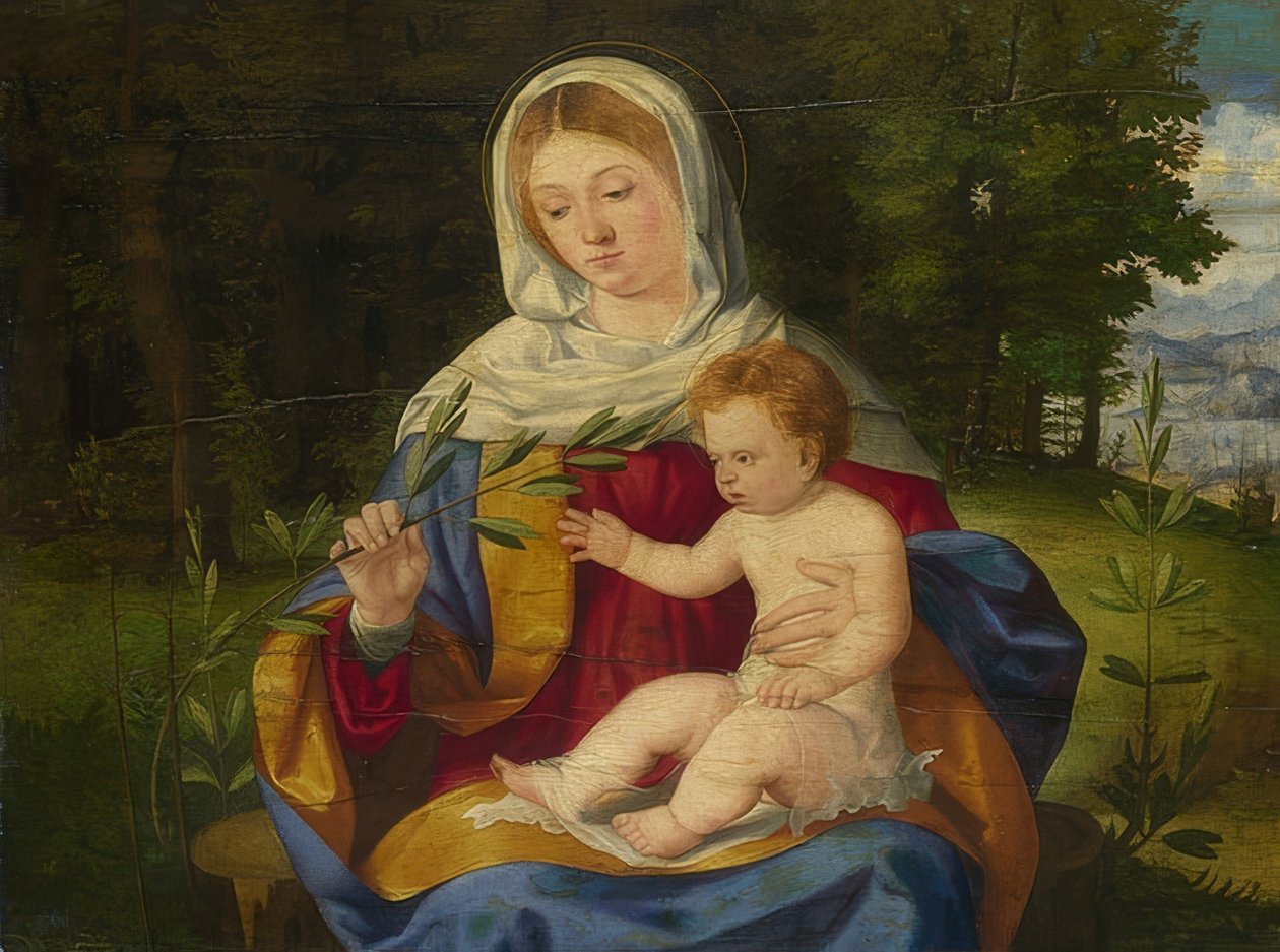 Madonna z Dzieciątkiem z gałązką oliwną. około 1515 autorstwa Andrea Previtali