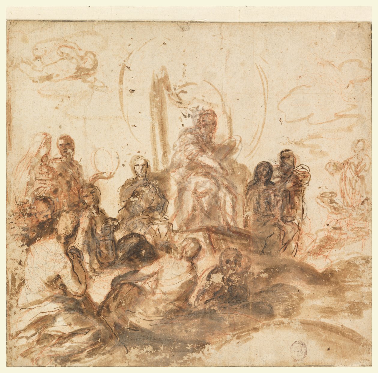 Projekt do Alegorii Mądrości Bożej, Sala Przyjęć, Palazzo Barberini, Rzym, Włochy autorstwa Andrea Sacchi
