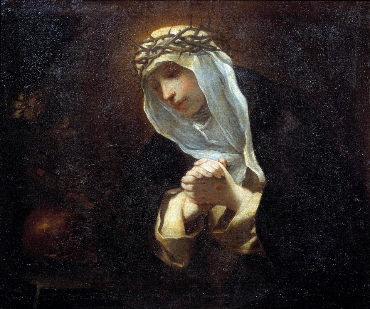 Przedstawienie św. Katarzyny ze Sieny (1347-1380) (olej na płótnie) autorstwa Andrea Sacchi