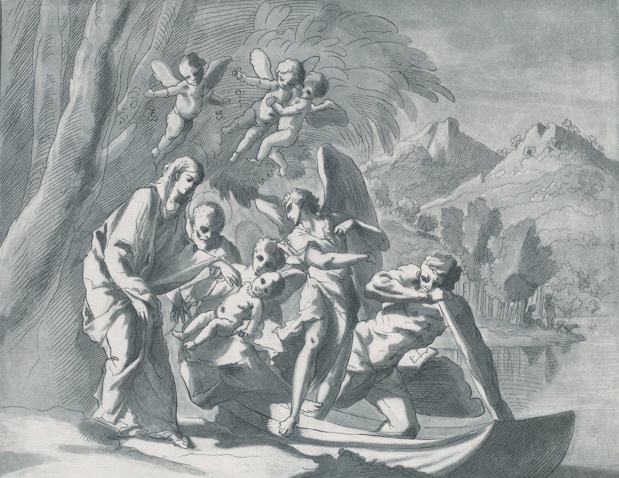 Reszta podczas ucieczki do Egiptu, 1740-71. autorstwa Andrea Scacciati