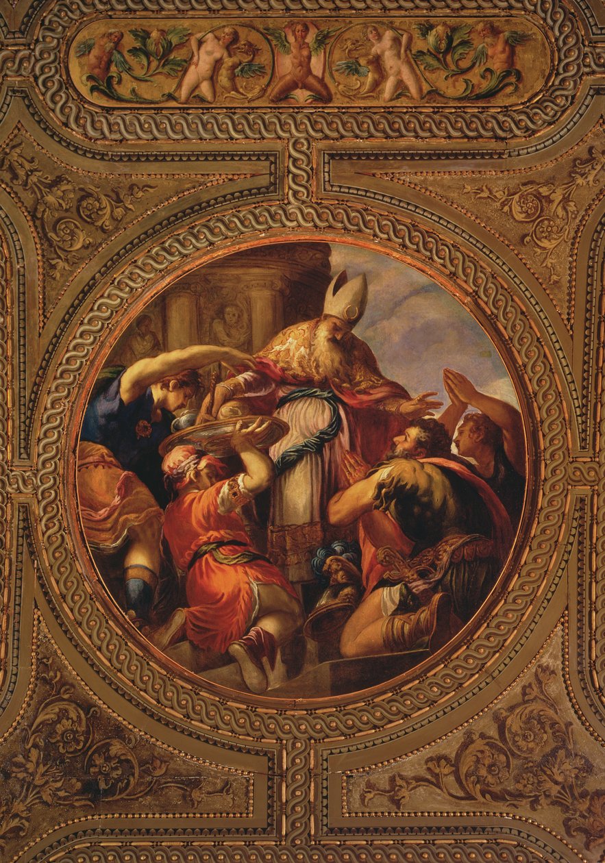 Alegoria kapłaństwa, ze stropu biblioteki, 1556 autorstwa Andrea Schiavone