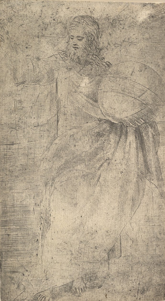 Chrystus jako Zbawiciel trzymający kulę ziemską, od Chrystusa i Apostołów, ca. 1548-50. autorstwa Andrea Schiavone