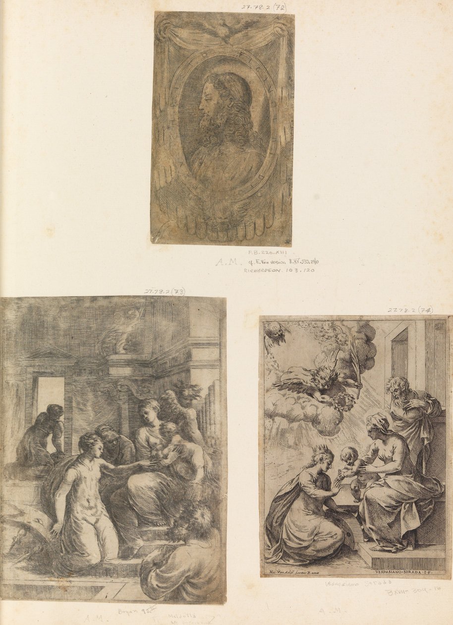 Głowa Chrystusa Dziewicy z Dzieciątkiem ze św. Katarzyną ca. 1550 . autorstwa Andrea Schiavone