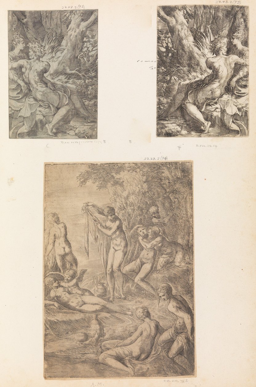 Kąpiel nimfy, prawdopodobnie ok. godz. 1545-50. autorstwa Andrea Schiavone
