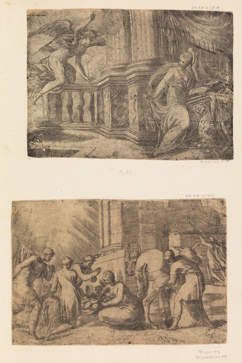 Zwiastowanie, Adoracja Pasterzy, po ok. 1930 r. 1552 . autorstwa Andrea Schiavone