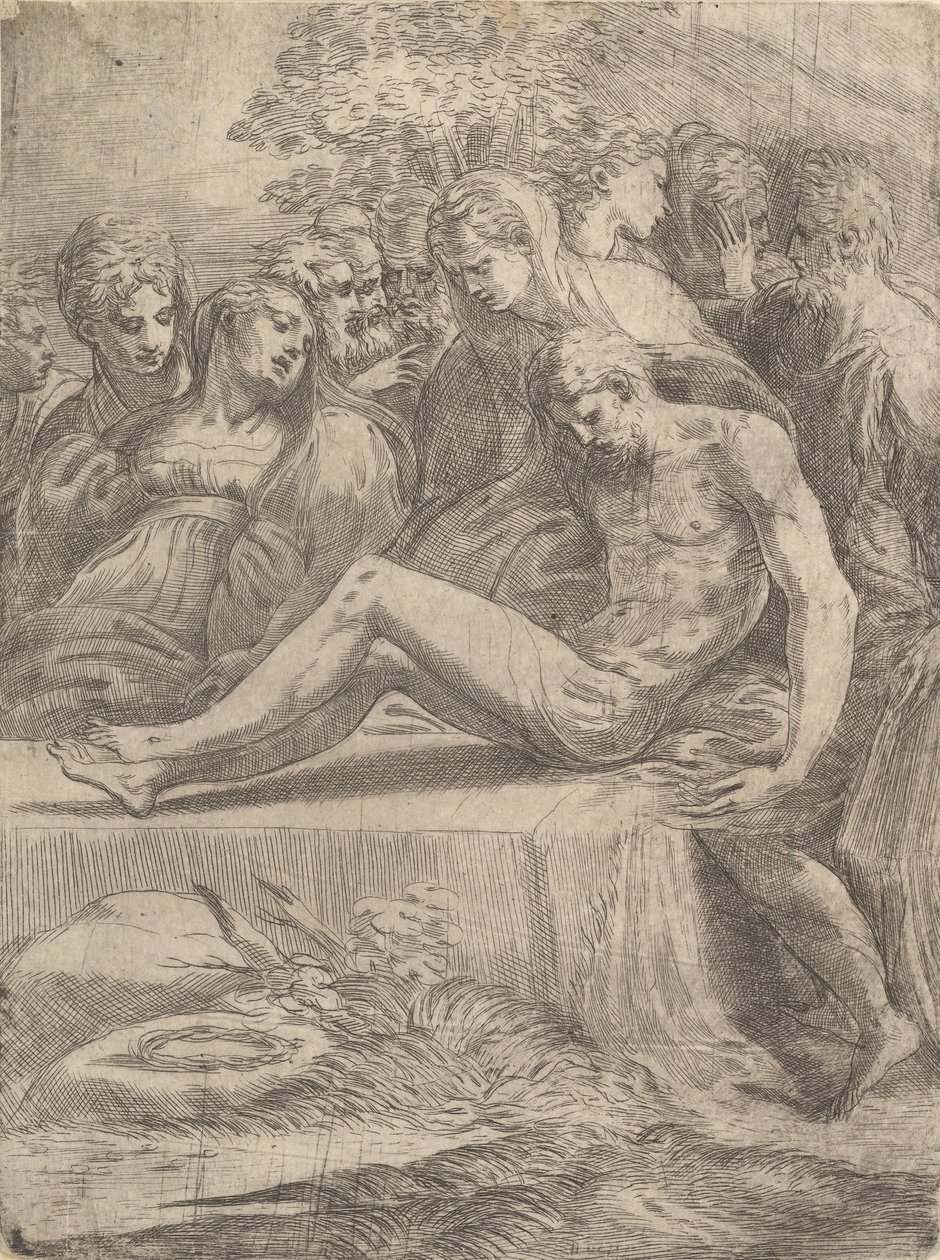 Lament nad zmarłym Chrystusem, ca. 1545-50. autorstwa Andrea Schiavone
