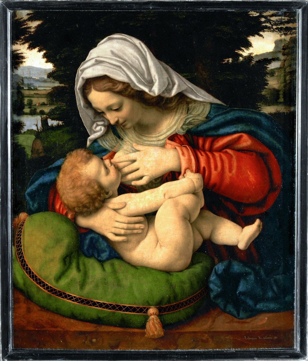 La Vierge au coussin vert - Madonna z zieloną poduszką ... autorstwa Andrea Solario