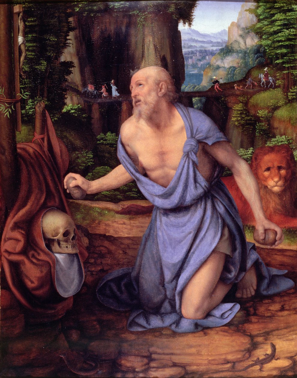 St. Jerome in the Wilderness, ok. 1510-15 (olej na desce) autorstwa Andrea Solario