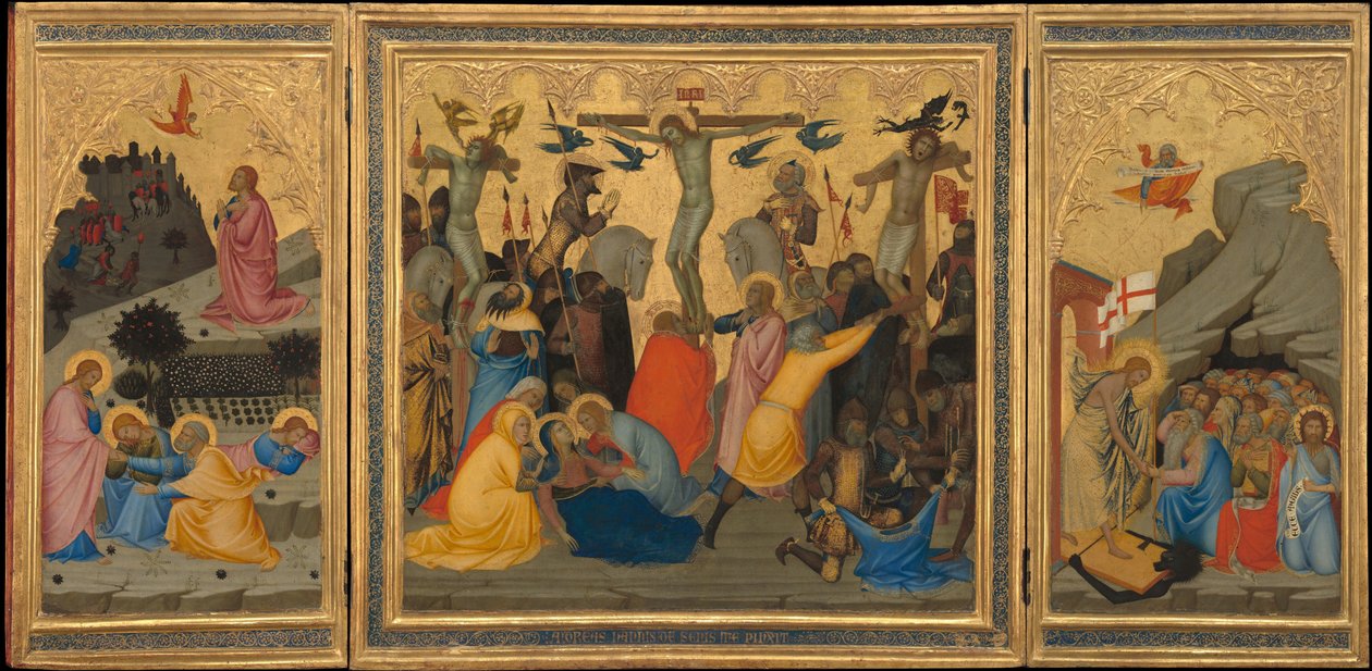 Sceny z męki Chrystusa: Agonia w ogrodzie, Ukrzyżowanie..., 1380s. autorstwa Andrea Vanni