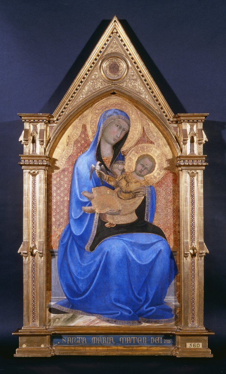 Dziewica z Dzieciątkiem, ok. 1400 (tempera ze złotem na panelu) autorstwa Andrea Vanni
