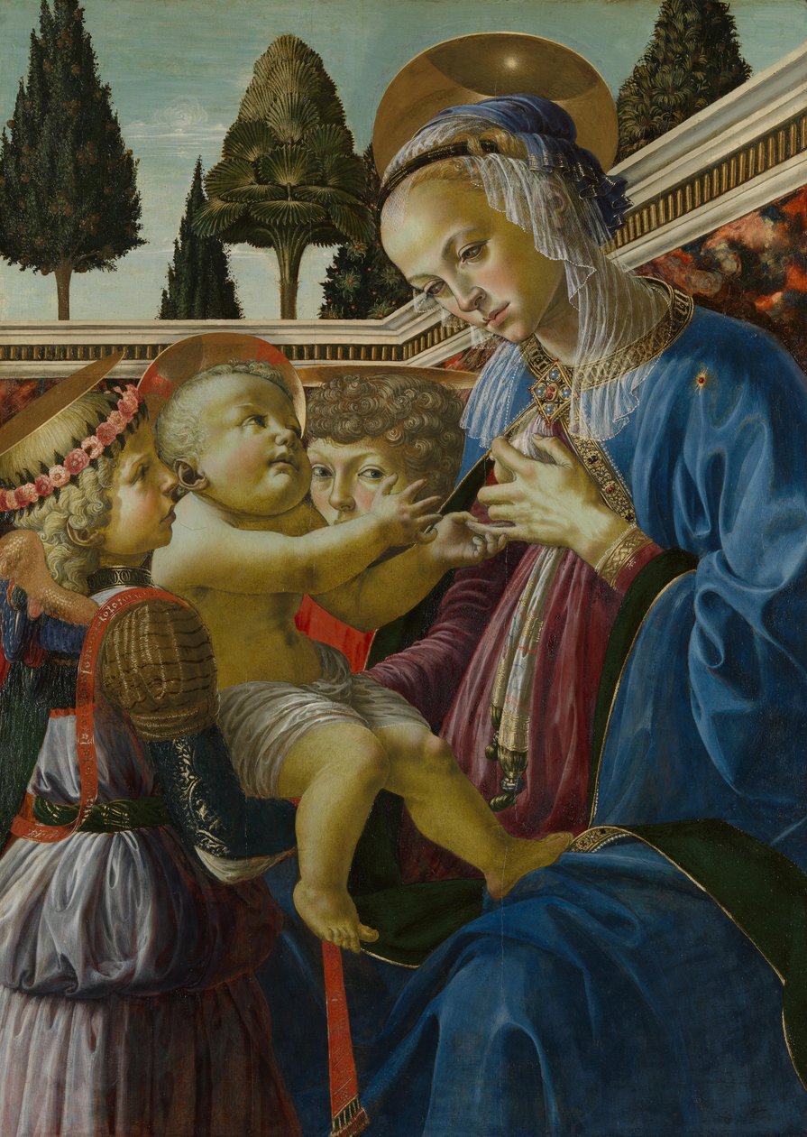 Madonna z dzieckiem i dwoma aniołami autorstwa Andrea Verrocchio