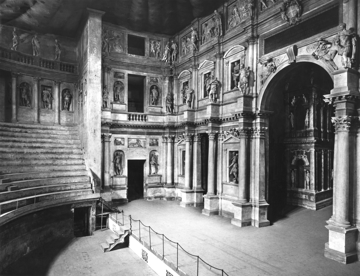 Wnętrze Teatru, wybudowane 1580-85 autorstwa Andrea Palladio
