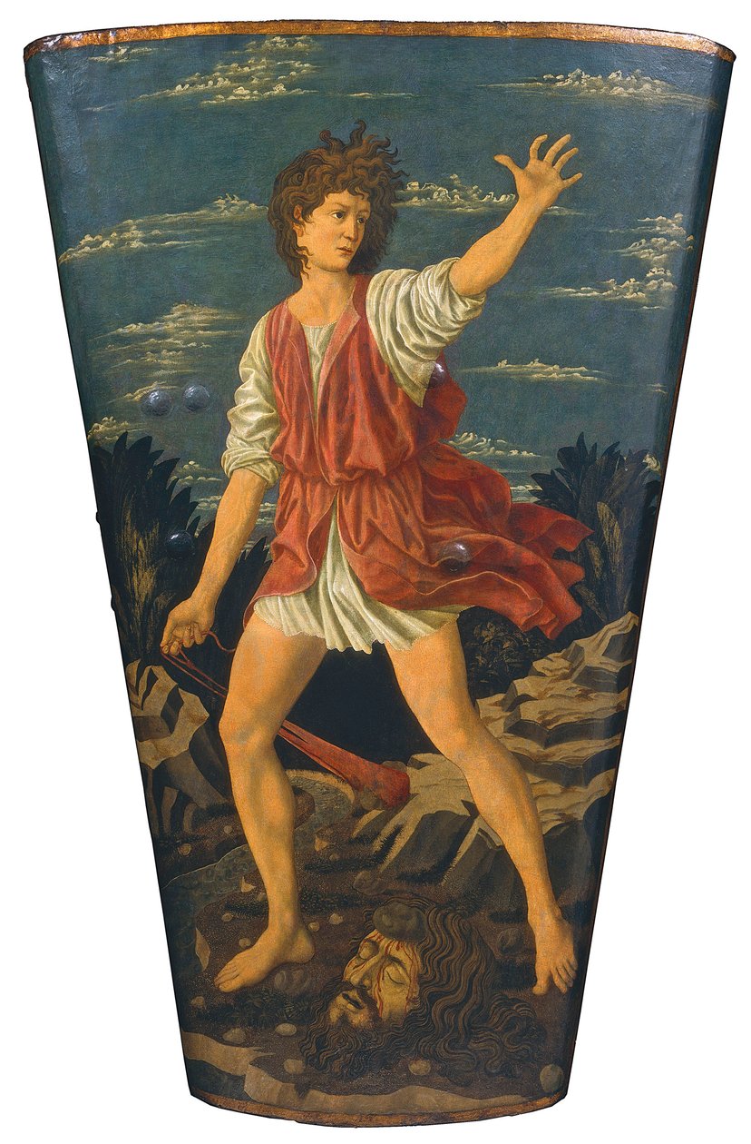 Dawid z głową Goliata, ok. 1450-55 (tempera na skórze na drewnie) autorstwa Andrea del Castagno