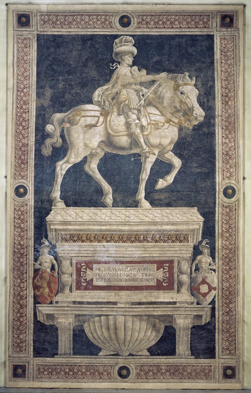 Pomnik konny Niccolo Marucci da Tolentino (zm.1435), 1456 (fresk) autorstwa Andrea del Castagno