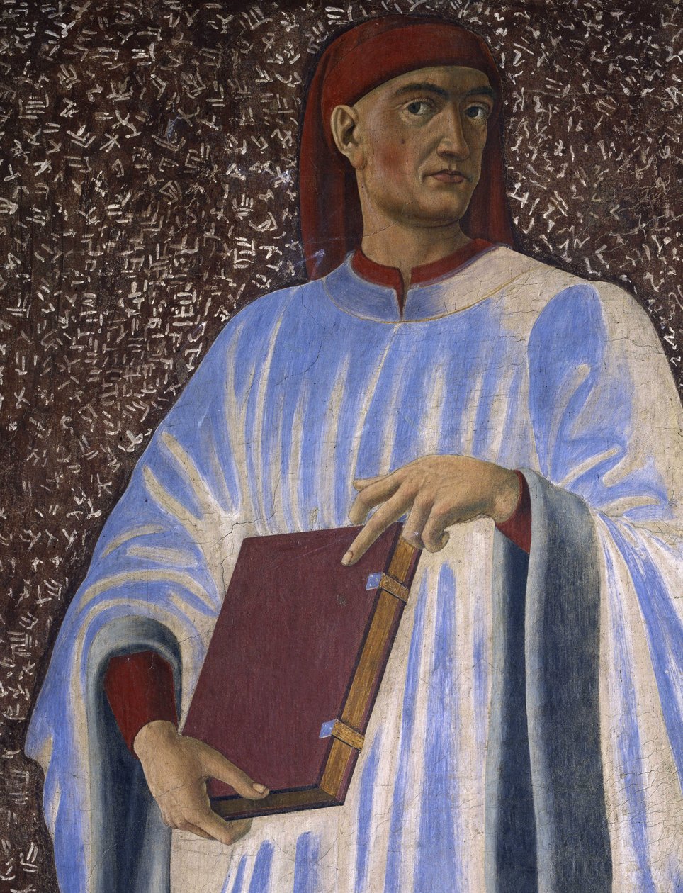 Giovanni Boccaccio (1313-75) z cyklu słynnych mężczyzn i kobiet Villa Carducci (detal), ok. 1450 (fresk ułożony na płótnie) autorstwa Andrea del Castagno