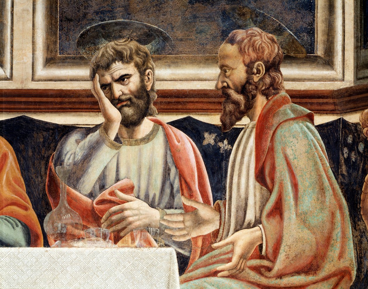 Ostatnia wieczerza, fragment Jakuba, syna Alfeusza i Szymona (Fresco autorstwa Andrea del Castagno
