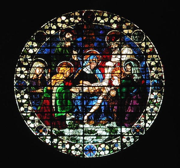 Oculus przedstawiający złożenie Chrystusa, 1444 r. autorstwa Andrea del Castagno