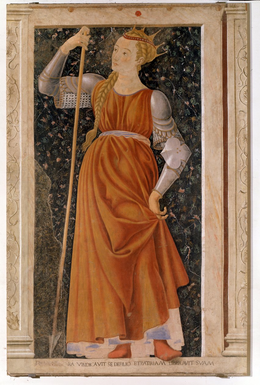 Tomyris królowa panująca nad Massagetae (Fresco autorstwa Andrea del Castagno