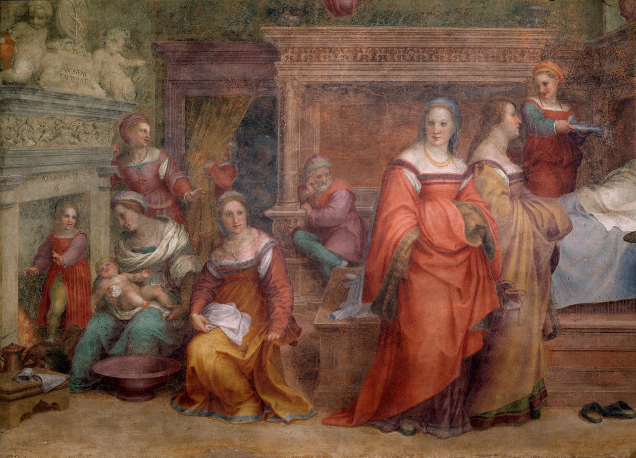 Narodziny Dziewicy (Detal Fresco autorstwa Andrea del Sarto