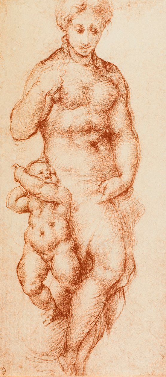 Charity, rysunek Pontormo, dawniej przypisywany Andrei del Sarto. Gabinet Rysunków i Grafiki, Galeria Uffizi, Florencja autorstwa Andrea del Sarto