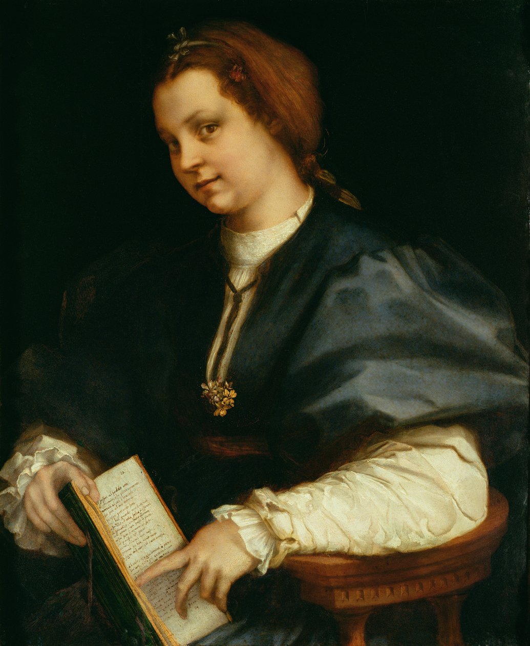 Dama z Księgą wersetów Petrarki, ok. 1514 autorstwa Andrea del Sarto