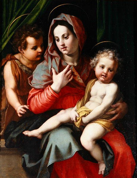 Madonna z Dzieciątkiem ze św. Janem (olej na desce) autorstwa Andrea del Sarto