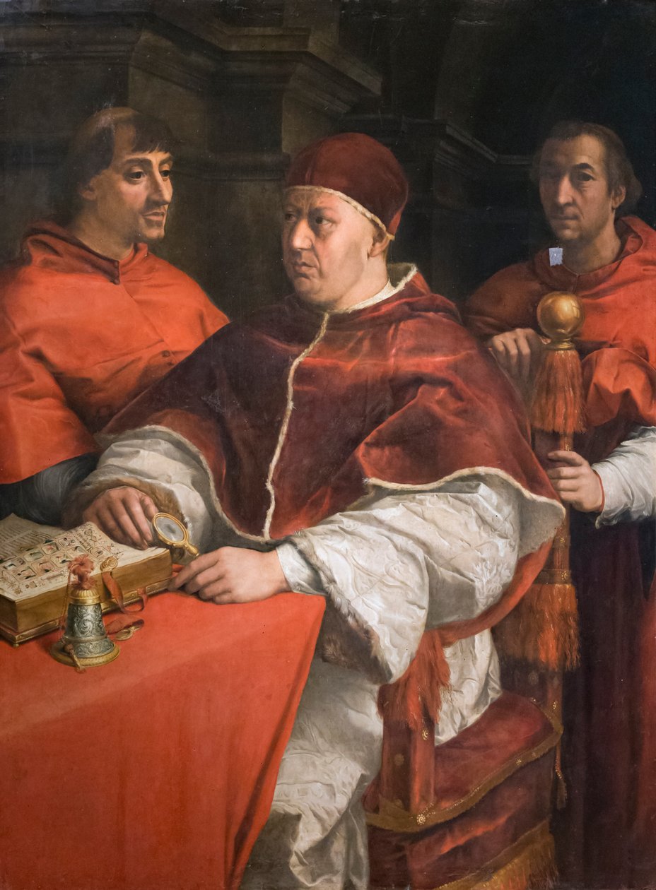 Portret papieża Leone X z dwoma kardynałami autorstwa Andrea del Sarto