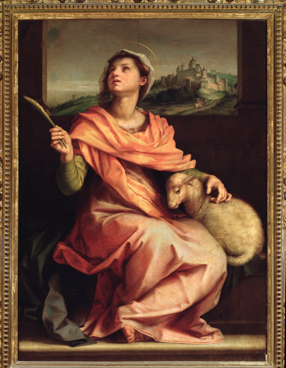 Santa Agnes of Rome, Ołtarz św. Agnieszki (Obraz, 1525-1528) autorstwa Andrea del Sarto