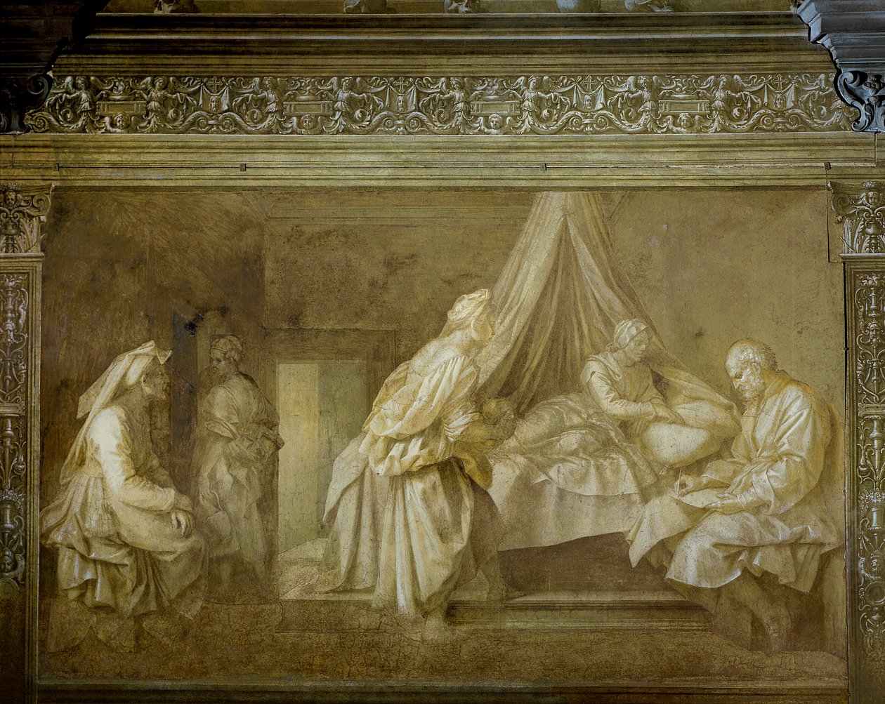 Historie św Jana autorstwa Andrei del Sarto (1486-1530), fresk, Detal, Klasztor Scalzo, Florencja autorstwa Andrea del Sarto