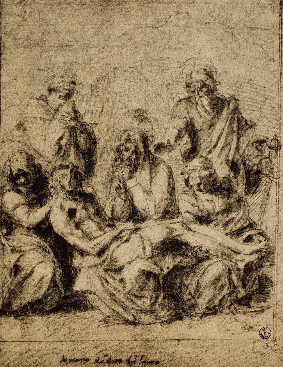Study for the Deposition, rysunek Andrei del Sarto. Gabinet Rysunków i Grafiki, Galeria Uffizi, Florencja autorstwa Andrea del Sarto