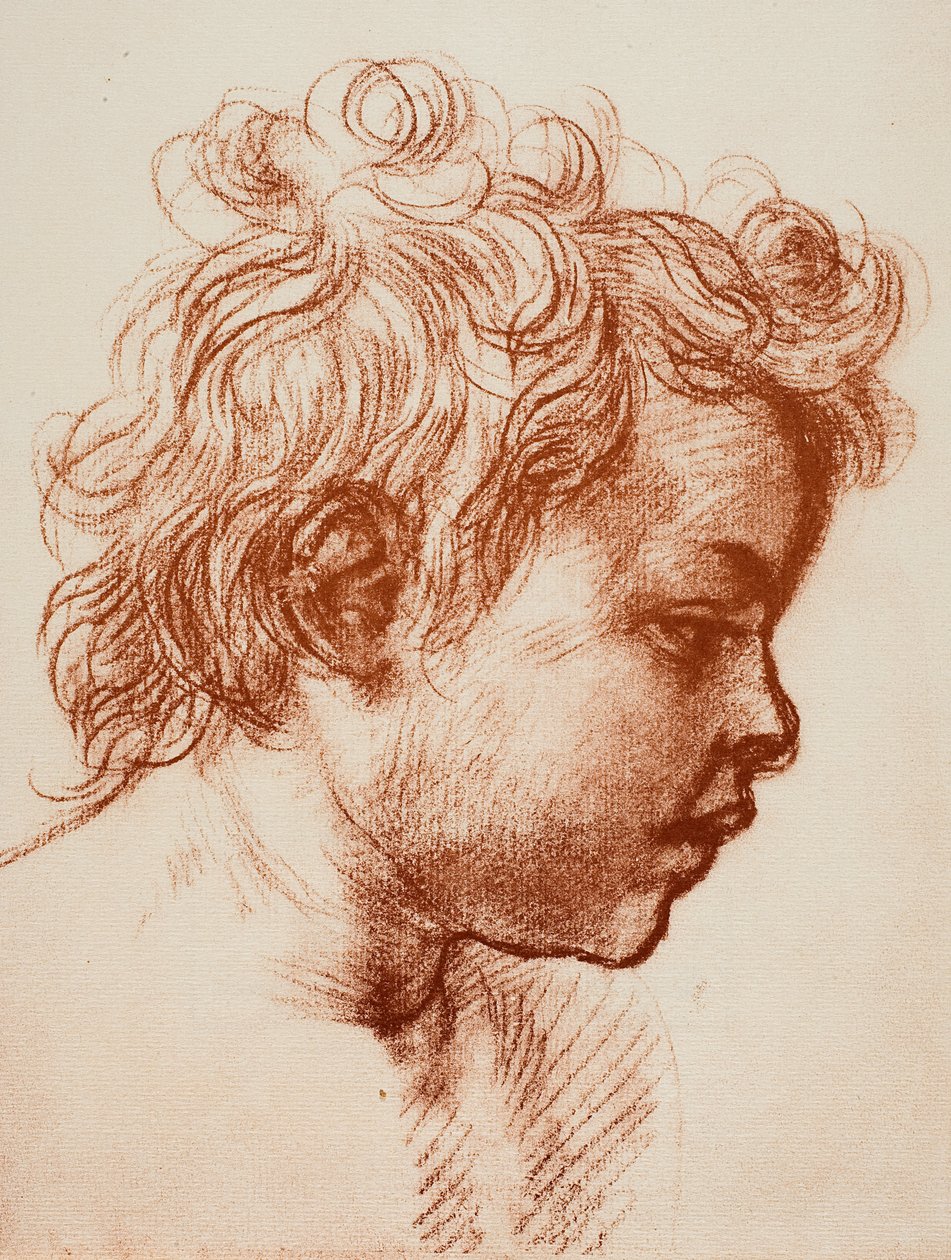 Studium dla głowy św. Jana (dziecka) Świętej Rodziny, Galeria Palatina, Pitti; rysunek Andrea del Sarto, Departament Rysunków i Grafiki, Galeria Uffizi, Florencja autorstwa Andrea del Sarto
