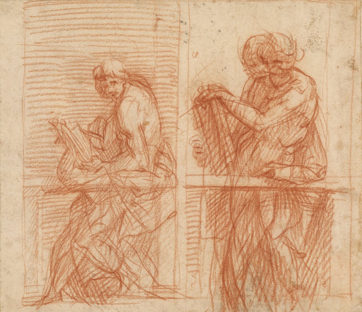 Studium postaci za balustradą (strona przednia); Studium postaci za balustradą (strona tylna) autorstwa Andrea del Sarto