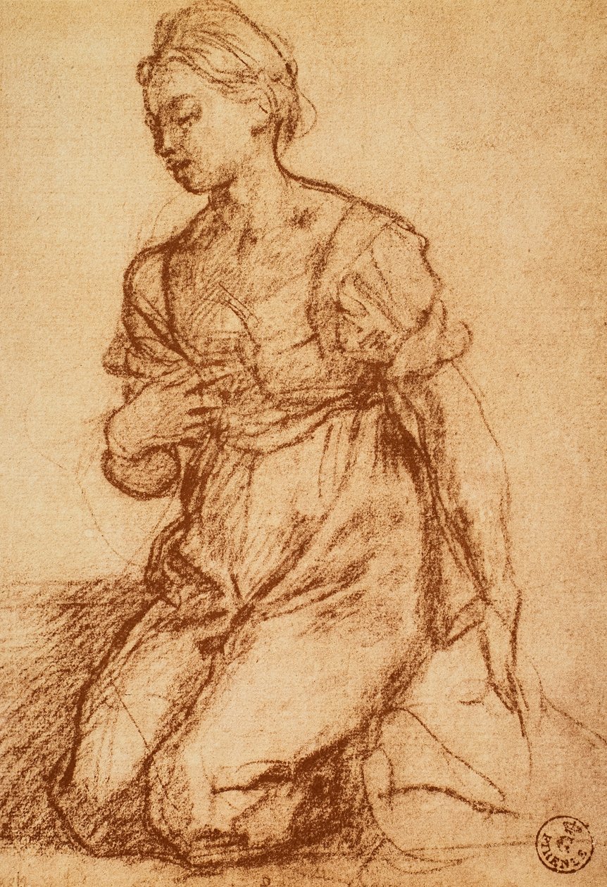 Studium kobiety; rysunek autorstwa Andrei del Sarto. Gabinet Rysunków i Grafiki, Galeria Uffizi, Florencja autorstwa Andrea del Sarto