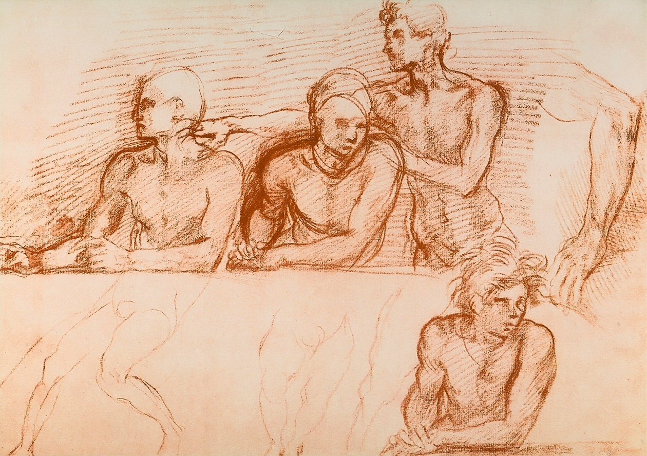 Studium Apostołów na Ostatnią Wieczerzę San Salvi, rysunek Andrei del Sarto. Gabinet Rysunków i Grafiki, Galeria Uffizi, Florencja autorstwa Andrea del Sarto