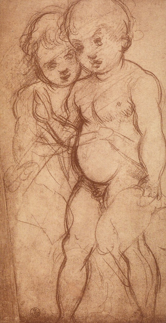 Studium dwóch cherubinów; rysunek autorstwa Andrei del Sarto. Gabinet Rysunków i Grafiki, Galeria Uffizi, Florencja autorstwa Andrea del Sarto