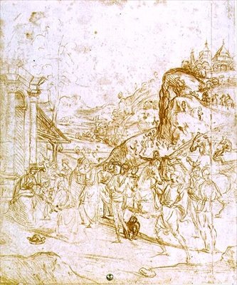 Pokłon Trzech Króli (kreda na papierze) autorstwa Andrea del Sarto