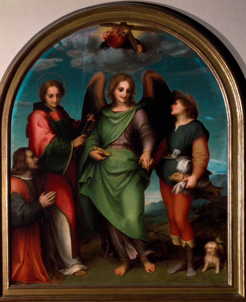Archanioł Rafał, Święty Leonard, Tobie i Sponsor Klęcząc (Malarstwo) autorstwa Andrea del Sarto