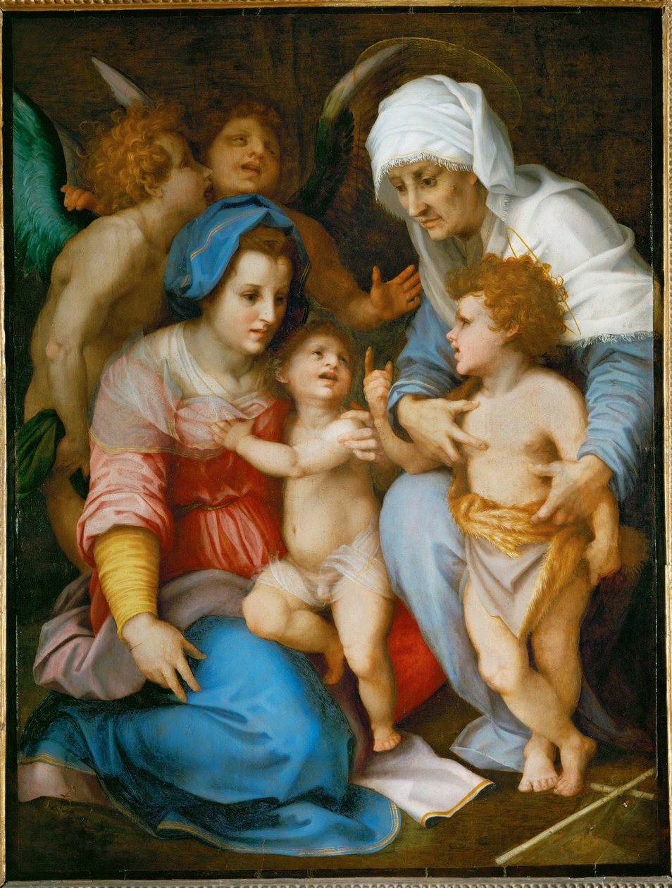 Święta Rodzina. Maryja, Jezus, święty Jan Chrzciciel i jego matka święta Elżbieta ... autorstwa Andrea del Sarto