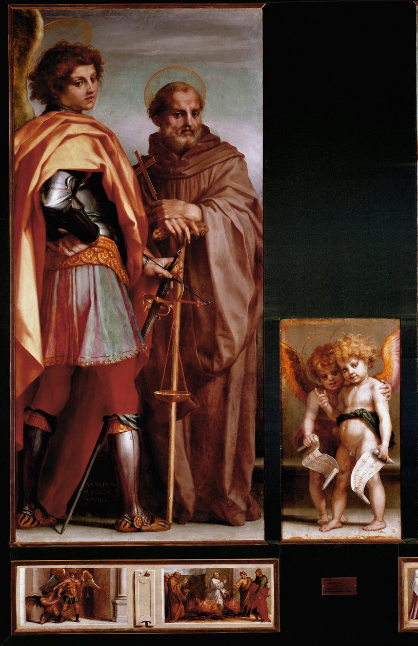Ołtarz Vallombrosa: św Michała i Giovanniego Gualberto, panele boczne. (olej na desce autorstwa Andrea del Sarto