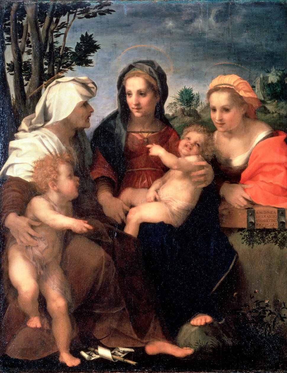 Dziewica z Dzieciątkiem ze świętymi Katarzyną, Elżbietą i Janem Chrzcicielem, 1510s. autorstwa Andrea del Sarto