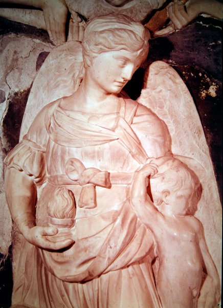 Dobroczynność, z pomnika nagrobnego kardynała Forteguerriego (marmur) (detal 434103) autorstwa Andrea del Verrocchio