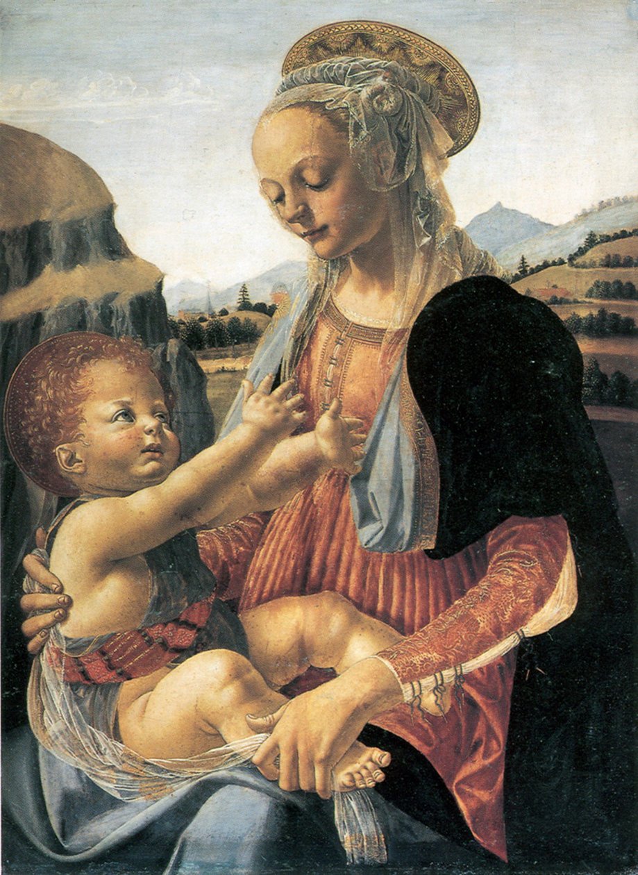 Niemiecki: Maria mit dem Kind Dziewica z siedzącym Dzieciątkiem autorstwa Andrea del Verrocchio