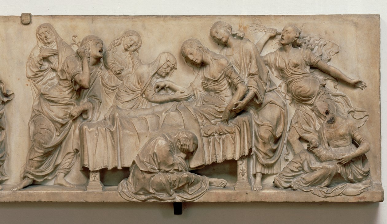 Płaskorzeźba przedstawiająca śmierć Franceski Tornabuoni autorstwa Andrea del Verrocchio