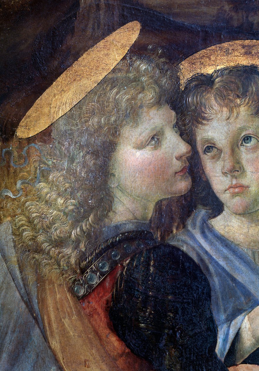 Chrzest Chrystusa, Detal - olej i tempera na desce autorstwa Andrea del Verrocchio