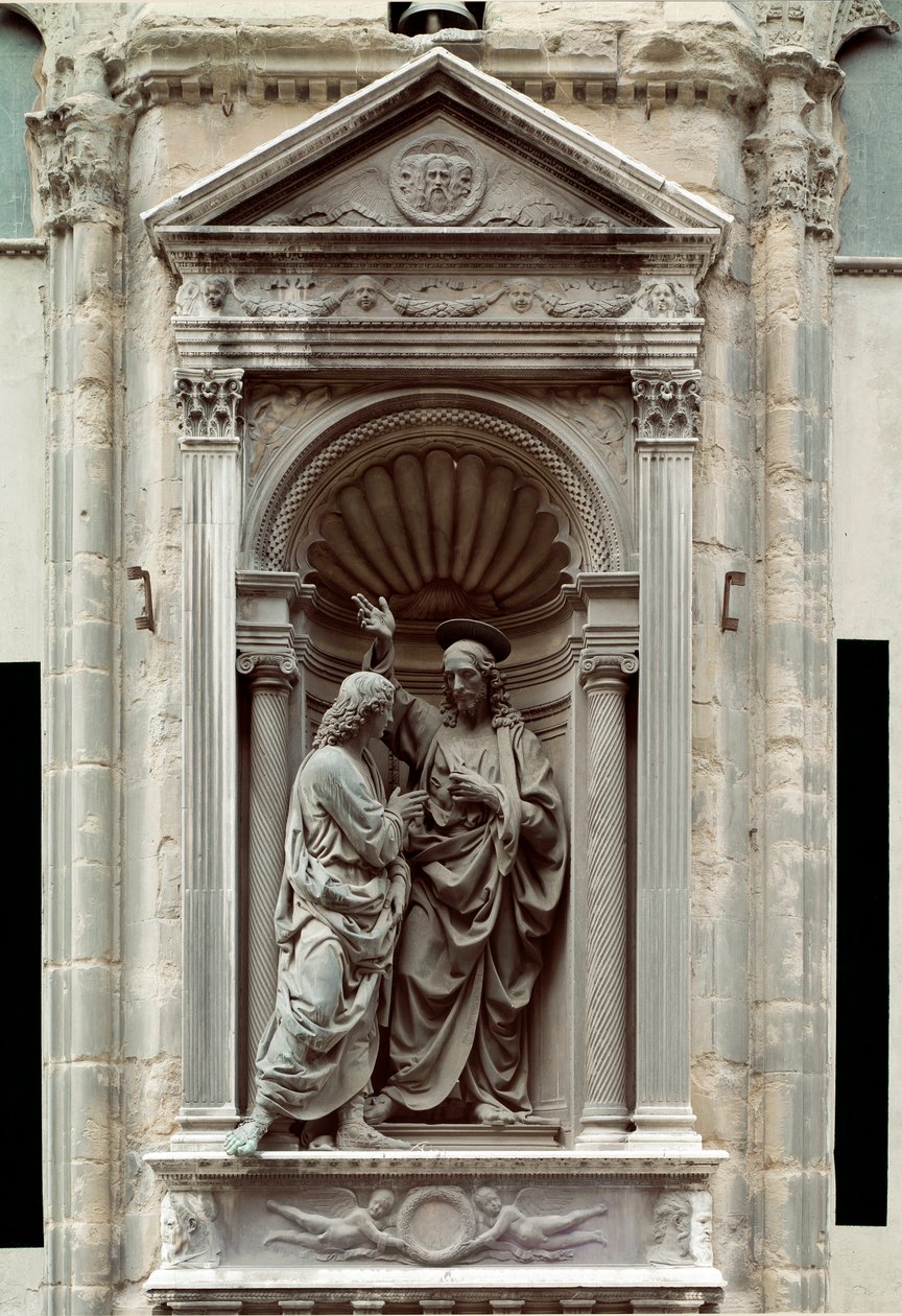 Niedowierzanie św. Tomasza Rzeźba z brązu autorstwa Andrea di Francesco di Cione dit il Verrocchio (1435-1488) Florencja, Chiesa di Orsanmichele autorstwa Andrea del Verrocchio
