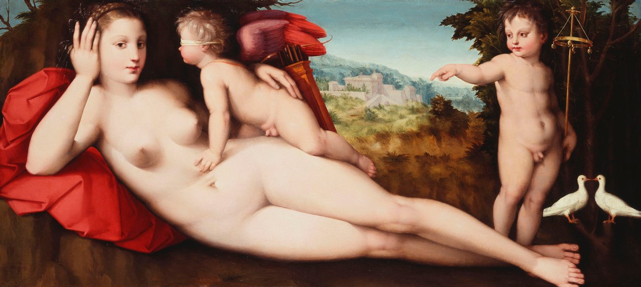 Wenus z Miłością Świętą i Nieświętą, autorstwa Andrea di Alessandro Bresciano