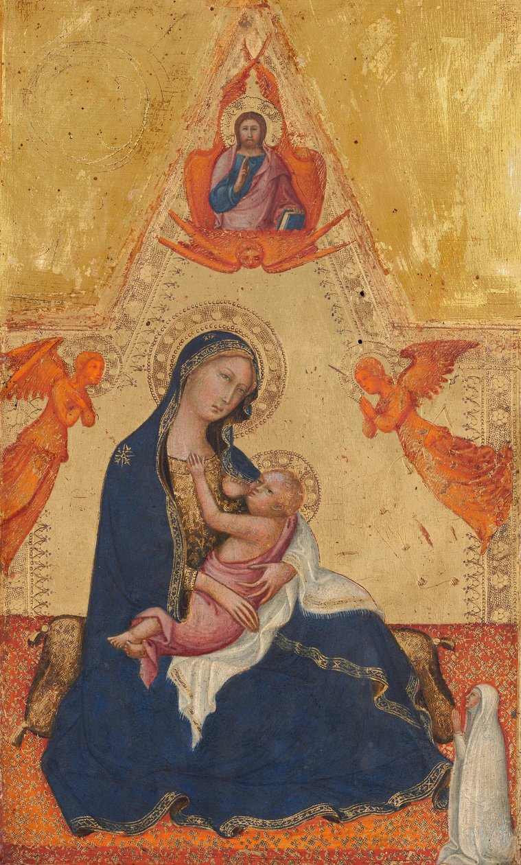 Madonna Pokory, Błogosławiony Chrystus, Dwaj Aniołowie i Dawca [awers] autorstwa Andrea di Bartolo