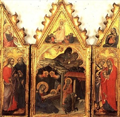 Zwiastowanie, Narodzenia i Zmartwychwstanie autorstwa Andrea di Bartolo