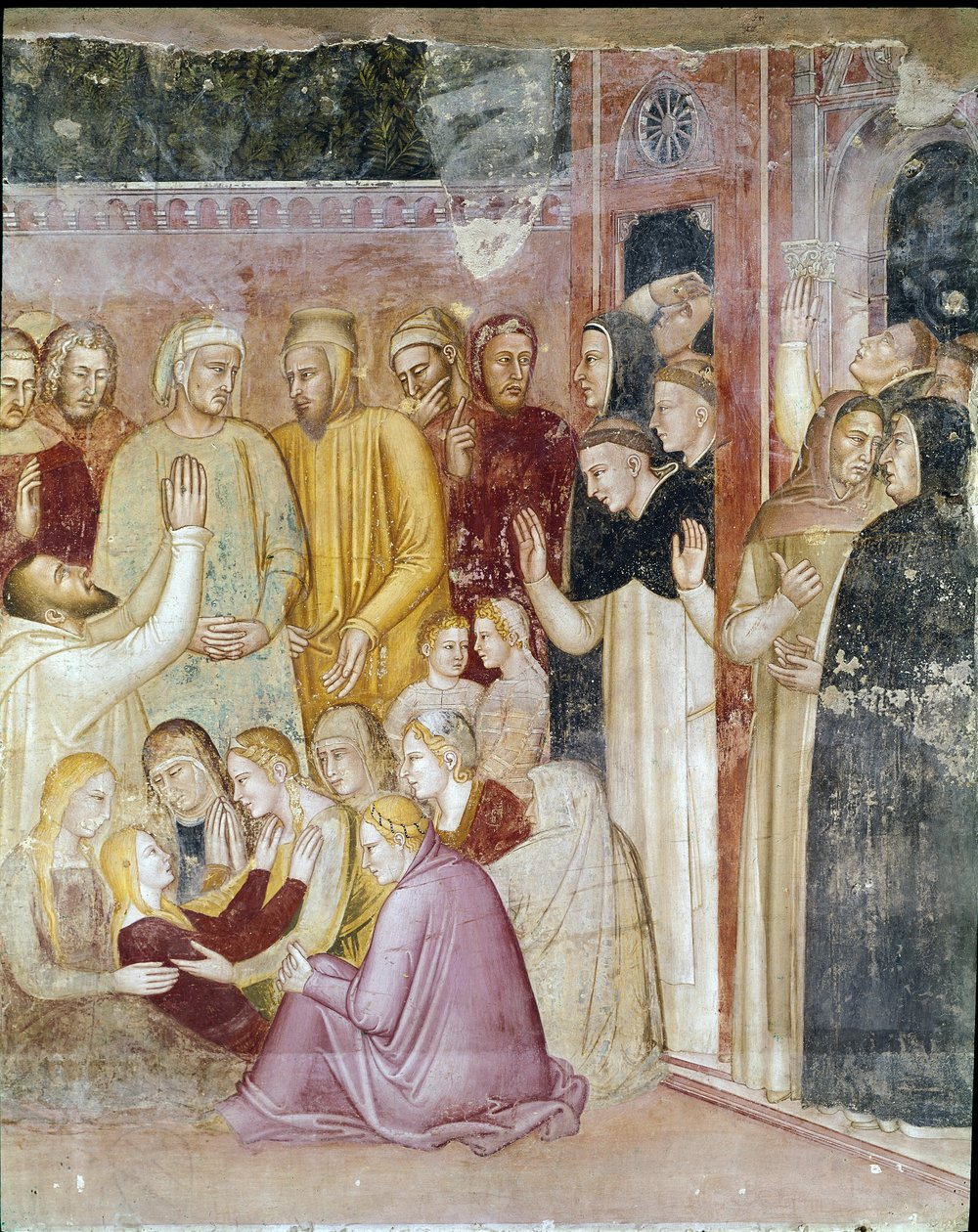 Święty Piotr Męczennik uzdrawia sparaliżowaną Annę autorstwa Andrea di Bonaiuto (fl.1343 77)