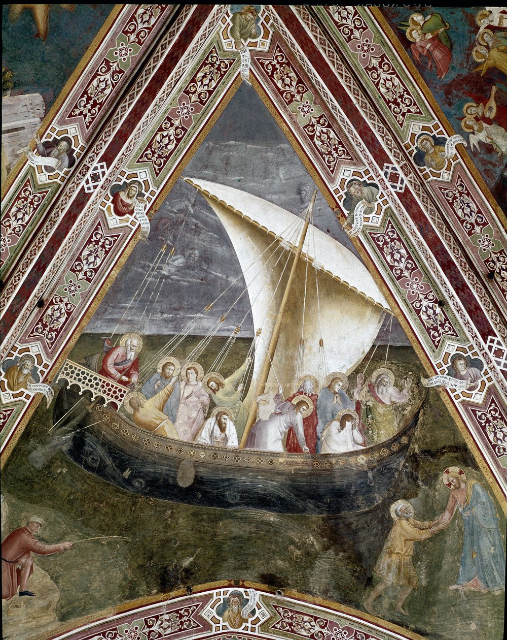 Statek kosmiczny Świętego Piotra Apostoła. (Chrystus uspokaja burzę na Jeziorze Tyberiadzkim) autorstwa Andrea di Bonaiuto (fl.1343-77)